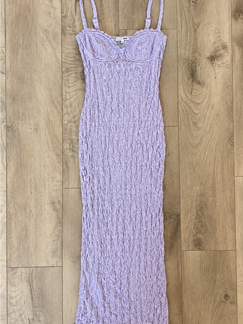 Fashion Nova Cleo Lace Maxi Dress Light Blue Size S
